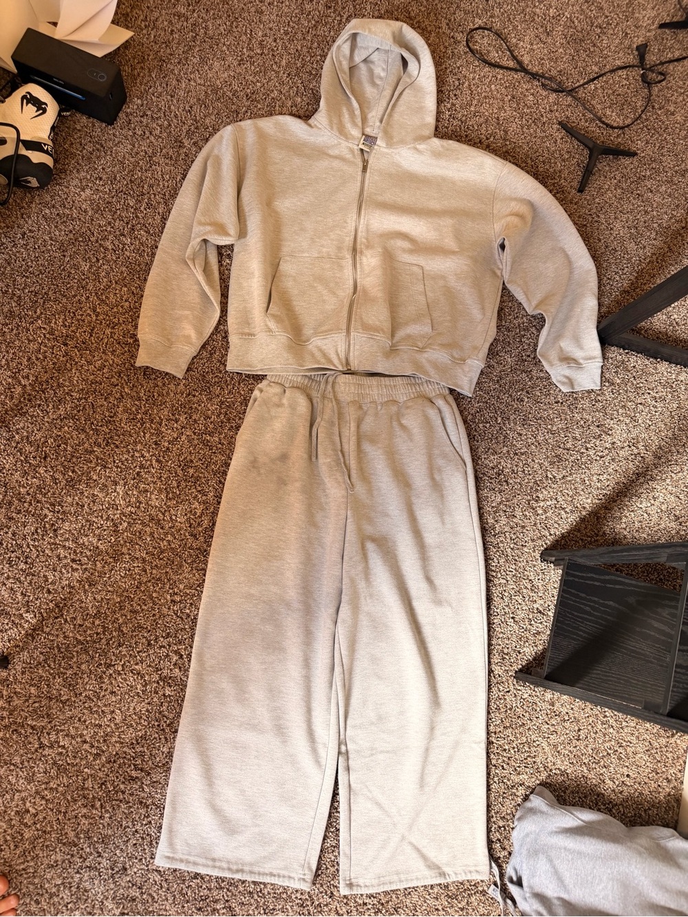 Madison Light Gray Zip Hoodie & Pull-On Joggers Set